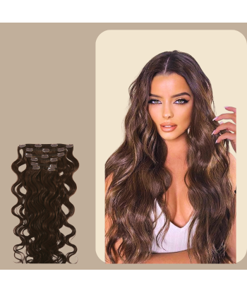 Chocolate Wavy Clip Extensions le des métaux précieux