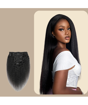 Kinky Straight Black 120g Clip-In Extensions Kit en ligne