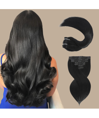 Straight Black 120g Clip-In Extensions Kit pour bénéficier 