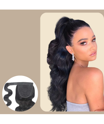 Hästsvans mörkbrunt magiskt band Remy Hair Body Wave rembourrage situé sous