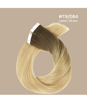 Extensions Adhesive / tejper raka Premium Russian Hair T8/DB4 de pas cher