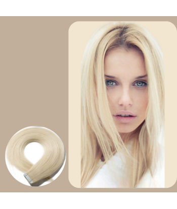 Zelfklevende extensions / Blond Platinum straight tapes de pas cher