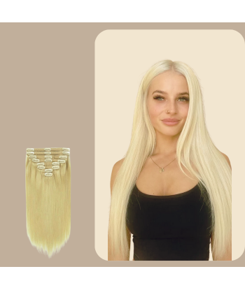 Recht Blond Platina Clip-In Extensions Kit Les êtres humains sont 