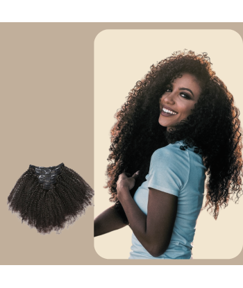 Afro krullend bruin 120g Clip-In Extensions Kit paiement sécurisé