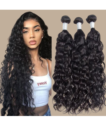 Tissage Cheveux Vierge Human Hair Water Wave 7A Brun Foncé 1B 100 Gr Véritable concentré