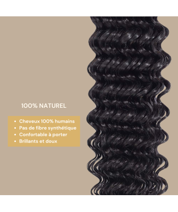 Tissage Vierge Human Hair Deep Wave 7A Brun Foncé 1B 100 Gr JUSQU'A -70%! 