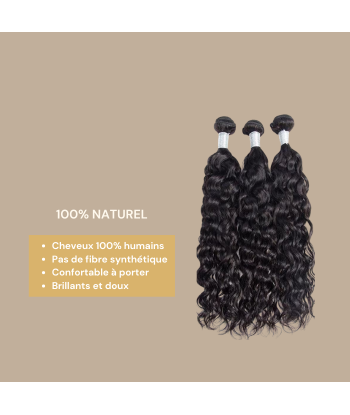 Tissage Cheveux Vierge Human Hair Water Wave 7A Brun Foncé 1B 100 Gr Véritable concentré