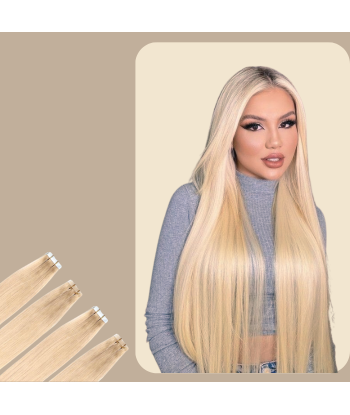 Extensions Adhésives Raides Blond Platine le des métaux précieux