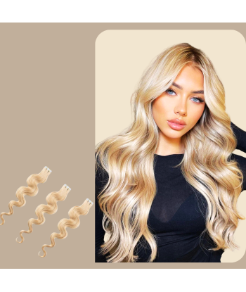 Extensions Adhésives Ondulées Blond Platine pas chere