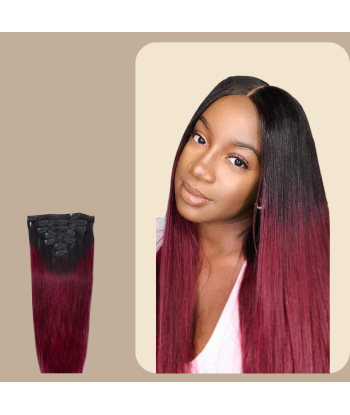 Kit Extensions à Clips Straight Ombre Brun Foncé 99J 120 gr pas cher 