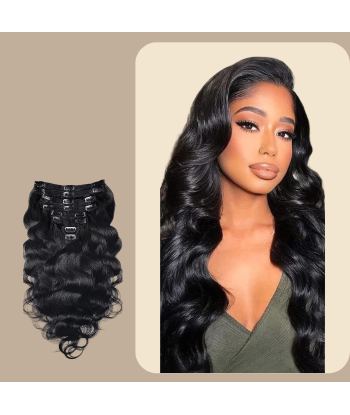 Kit Extensions à Clips Body Wave Noir 120 gr à prix réduit toute l'année