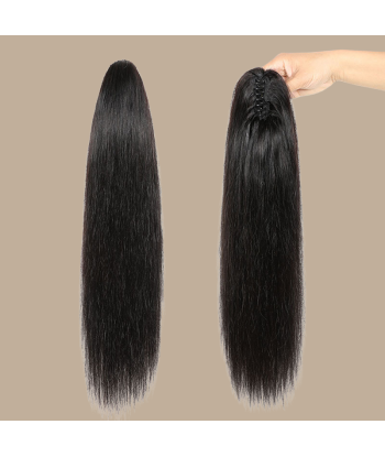 Queue de cheval Ponytail  Noir à Pince Naturel Remy Hair Straight Par le système avancé 