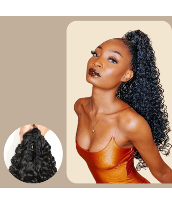 Queue de cheval Ponytail  Noir à Pince Naturel Remy Hair Kinky Curly plus qu'un jeu 