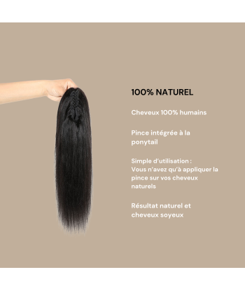 Queue de cheval Ponytail  Noir à Pince Naturel Remy Hair Yaki Straight meilleur choix