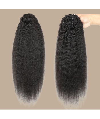 Queue de cheval Ponytail  Noir à Pince Naturel Remy Hair Kinky Straight solde