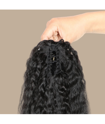 Queue de cheval Ponytail  Noir à Pince Naturel Remy Hair Kinky Straight solde