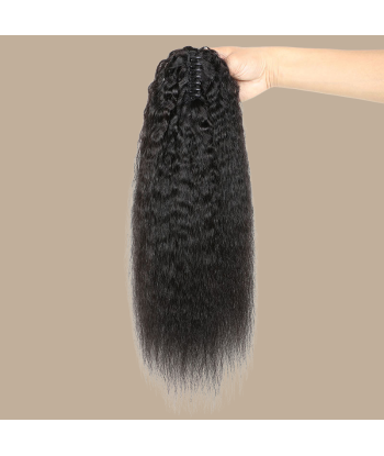 Queue de cheval Ponytail  Noir à Pince Naturel Remy Hair Kinky Straight solde