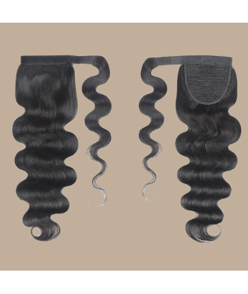 Queue de cheval Ponytail  Noir Ruban Magique Remy Hair Body Wave de la marque