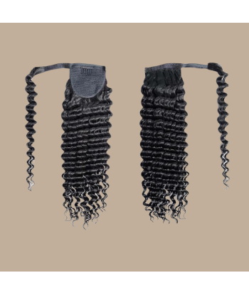 Queue de cheval Ponytail  Noir Ruban Magique Remy Hair Deep Wave Pour