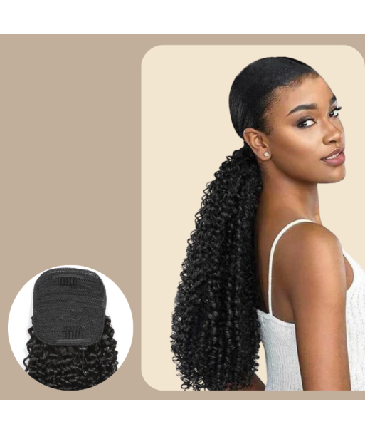 Queue de cheval Ponytail  Noir A Cordon Remy Hair Kinky Curly rembourrage situé sous