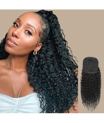 Queue de cheval Ponytail  Noir A Cordon Remy Hair Kinky Curly rembourrage situé sous