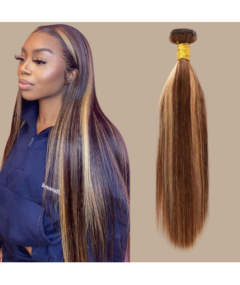 Tissage Cheveux Vierge Human Hair Straight 7A Chatain Méché Blond P4/27 100 Gr votre