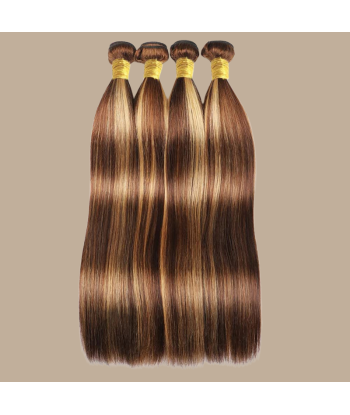 Tissage Cheveux Vierge Human Hair Straight 7A Chatain Méché Blond P4/27 100 Gr votre