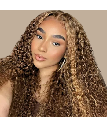 Tissage Cheveux Vierge Human Hair Kinky Curly 7A Chatain Méché Blond P4/27 100 Gr du meilleur 