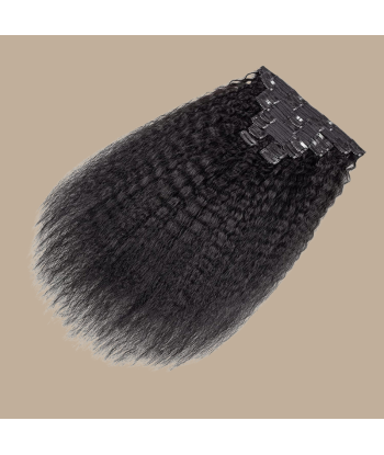 Kit de extensiones con clip Kinky Straight Black 120g en linge