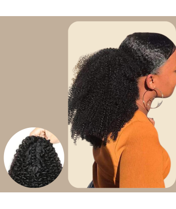 Pferdeschwanz Ponytail Dunkelbraun mit Pinzette Natur Remy Hair Afro Curly français