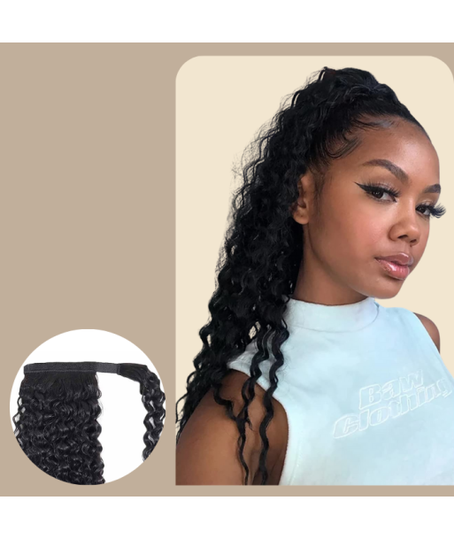 Pferdeschwanz Ponytail Dunkelbraun Zauberband Remy Hair Afro Curly la colonne vertébrale