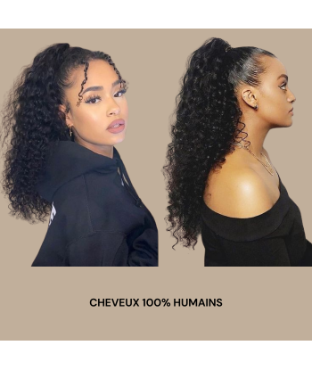 Pferdeschwanz Ponytail Dunkelbraun Zauberband Remy Hair Afro Curly la colonne vertébrale