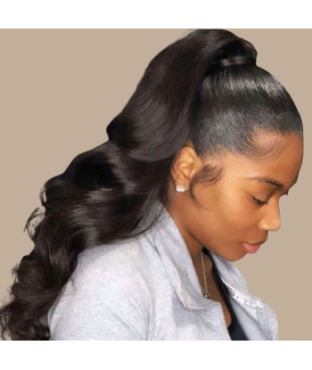 Pferdeschwanz Ponytail Dunkelbraun Mit Kordel Remy Hair Body Wave destockage