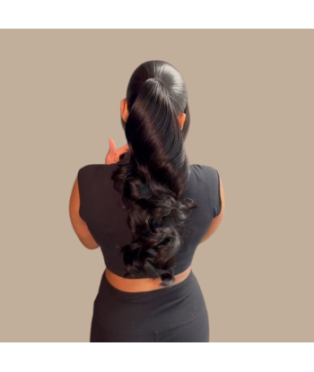 Pferdeschwanz Ponytail Dunkelbraun Mit Kordel Remy Hair Body Wave destockage