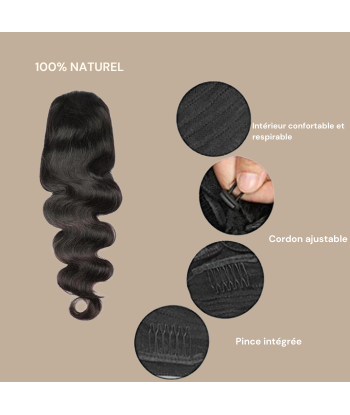 Pferdeschwanz Ponytail Dunkelbraun Mit Kordel Remy Hair Body Wave destockage