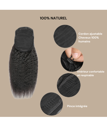 Pferdeschwanz Ponytail Dunkelbraun Mit Kordel Remy Hair Kinky Straight Vous souhaitez 