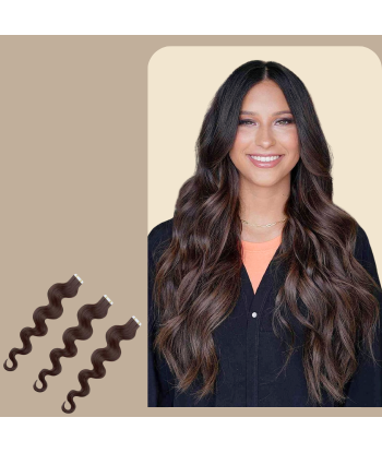 Wavy Brown Adhesive Extensions Par le système avancé 