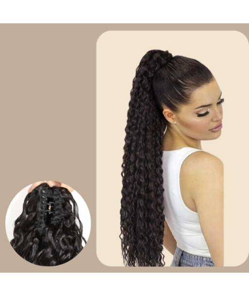 Ponytail Black Hair Clip Natural Remy Hair Deep Wave acheter