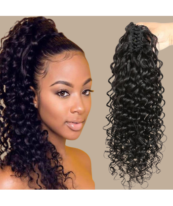 Ponytail Black Hair Clip Natural Remy Hair Deep Wave acheter