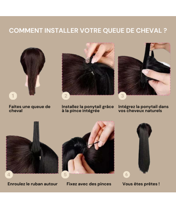 Ponytail Black Magic Ribbon Remy Hair Straight le des métaux précieux