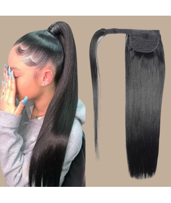 Ponytail Black Magic Ribbon Remy Hair Straight le des métaux précieux