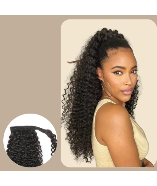 Ponytail Black Magic Ribbon Remy Hair Kinky Curly 50% de réduction en Octobre 2024