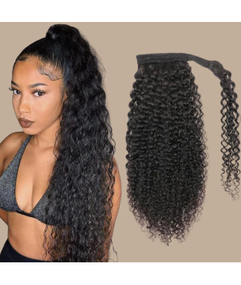 Ponytail Black Magic Ribbon Remy Hair Kinky Curly 50% de réduction en Octobre 2024