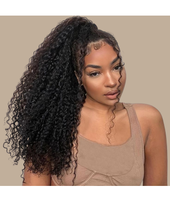 Ponytail Black Magic Ribbon Remy Hair Kinky Curly 50% de réduction en Octobre 2024