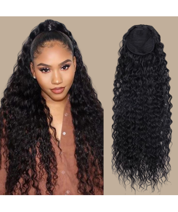 Ponytail Black Magic Ribbon Remy Hair Kinky Curly 50% de réduction en Octobre 2024