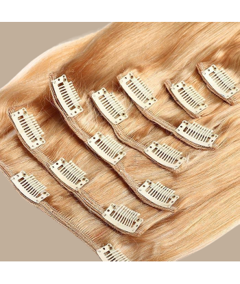 Extensions Glatte Clips Platinblond Méché pas cheres