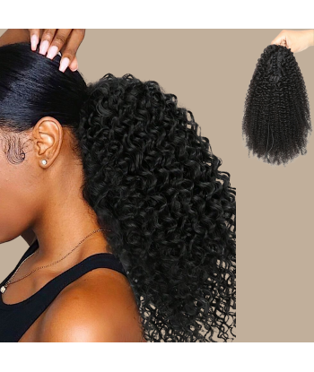 Pferdeschwanz Ponytail Dunkelbraun mit Pinzette Natur Remy Hair Afro Curly une grave pollution 