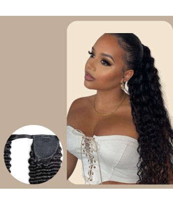 Pferdeschwanz Ponytail Dunkelbraun Zauberband Remy Hair Deep Wave de l' environnement