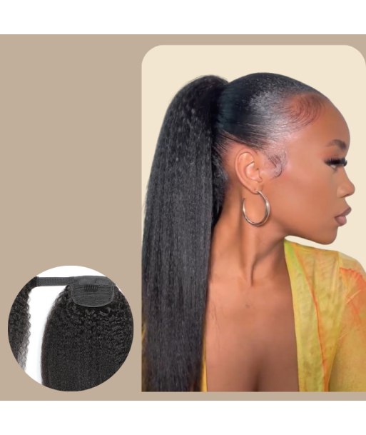 Pferdeschwanz Ponytail Dunkelbraun Zauberband Remy Hair Kinky Straight la colonne vertébrale