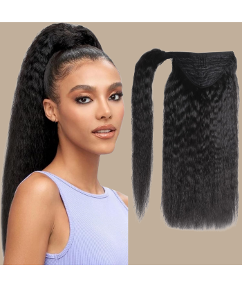 Pferdeschwanz Ponytail Dunkelbraun Zauberband Remy Hair Kinky Straight la colonne vertébrale